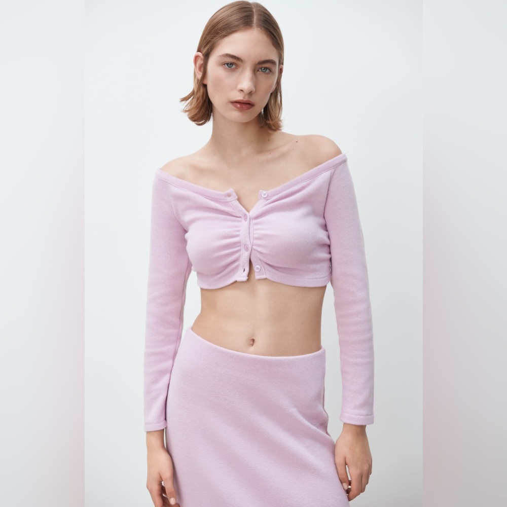 Zara Soft Cropped Ruched Cardigan - Picture 8 of 10